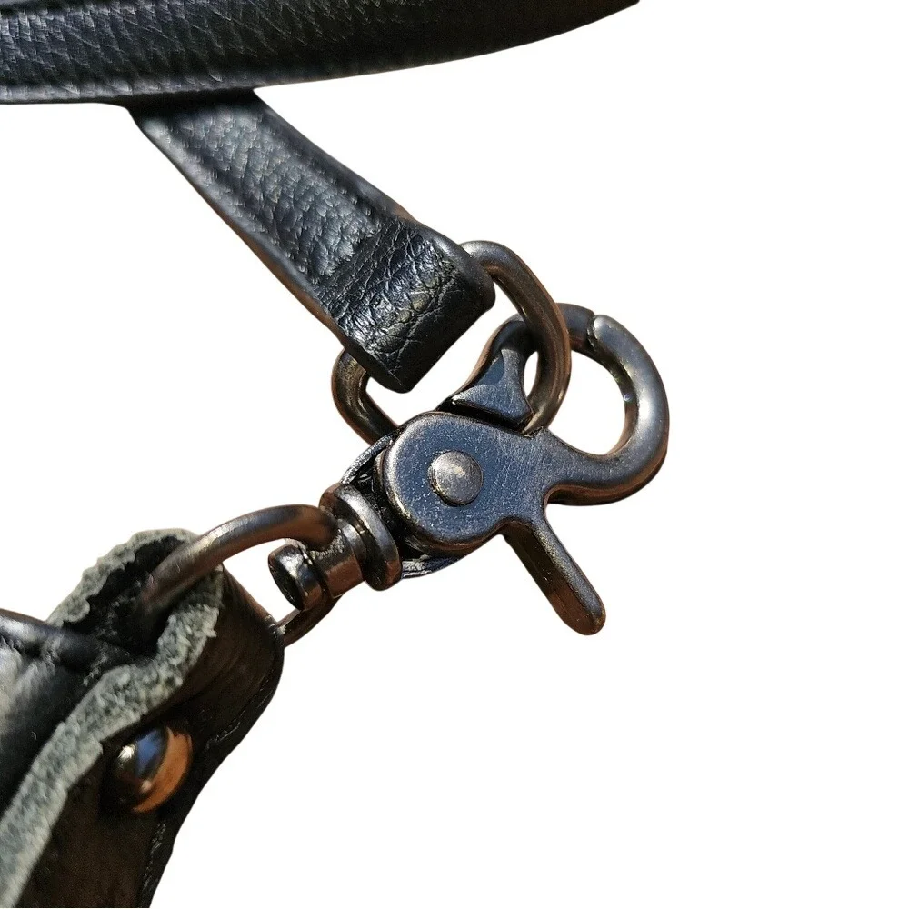 Black and Blue Embellished Studded Western Women's Crossbody Leather Bag Details - Picture 9 of 14